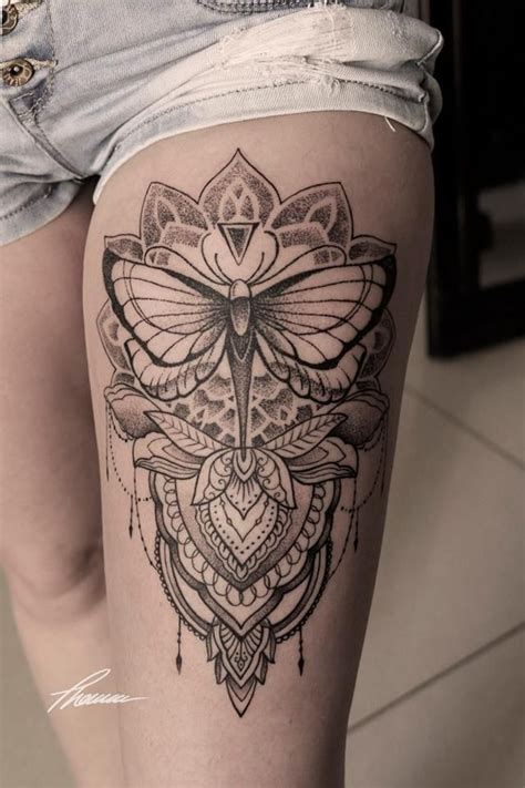The design is super detailed and gorgeous. Butterfly mandala | Butterfly mandala tattoo, Butterfly ...