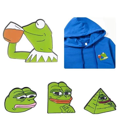 Funny Frog Pepe Pin Brooch Smile Sad Frog Enamel Pin Badges Pop Culture