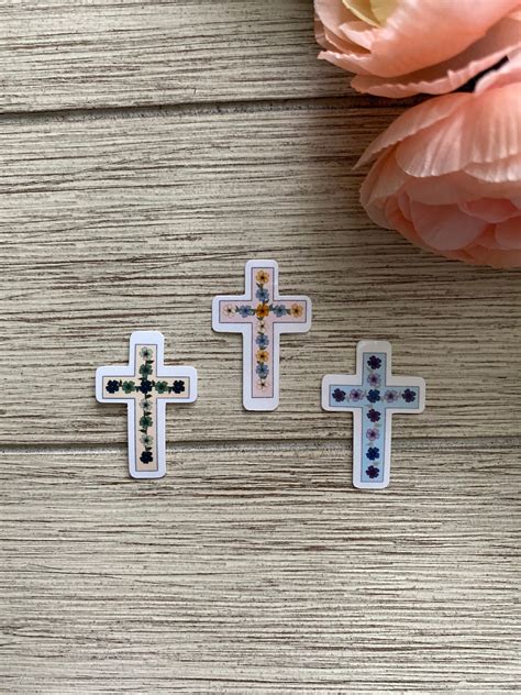 Mini Floral Cross Stickers Set Christian Sticker Religion Etsy Uk