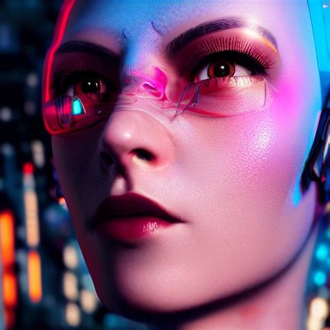 Side Close Up Portrait Of 1 Cyberpunk Girl Detailed Face Spotl Arthub Ai