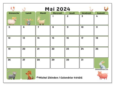 Calendrier Mai 2024 444ds Michel Zbinden Mc