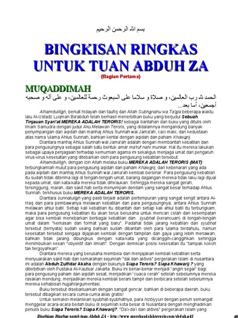 Tuan wade, hentikan cerita sedihmu itu. Bingkisan Ringkas Untuk Tuan Abduh Za
