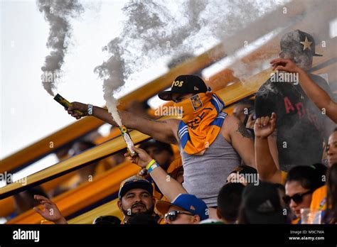 houston texas usa 24th mar 2018 uanl tigres fans release smoke during during the liga mx