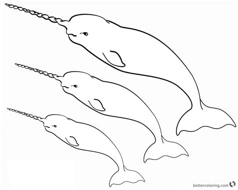 Sometimes a narwhal will have 2 long horns instead of just one. Three Narwhal Coloring Pages - Free Printable Coloring Pages