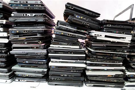 Stack Of Old Broken And Obsolete Laptop Computer Inhouse Commercial
