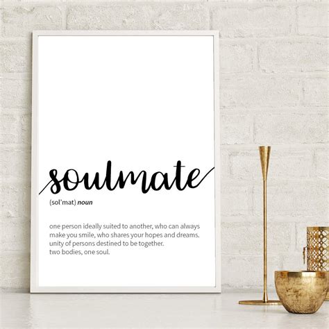 Soulmate Definition Print Soulmate Print Wife T Husband Etsy
