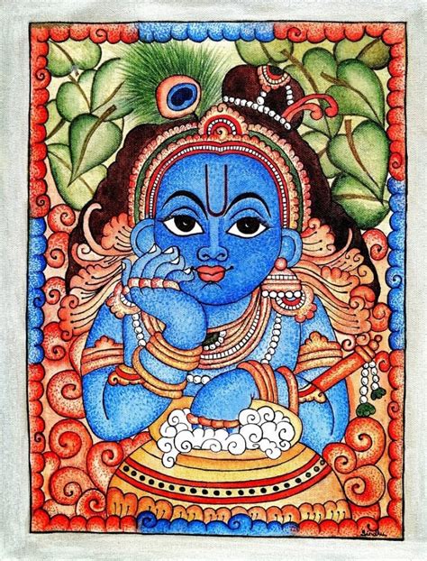 Lord Krishna Kerala Mural Painting 20 X 25 Cms