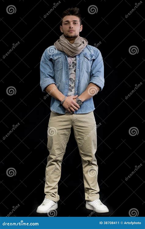 Full Length Body Shot Of Young Man Standing Stock Image Image 38708411