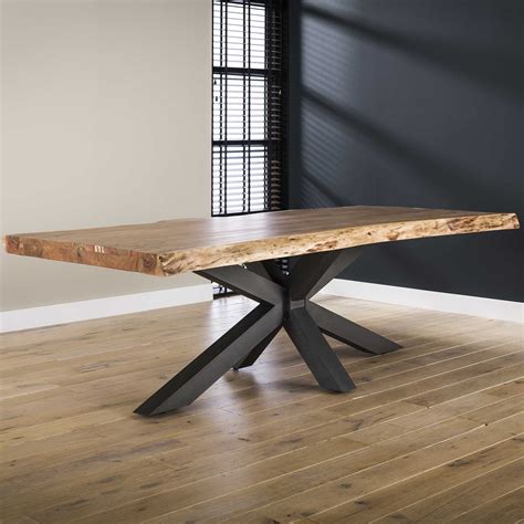 Table salle à manger bois massif pied mikado 240 cm MELBOURNE | Tables