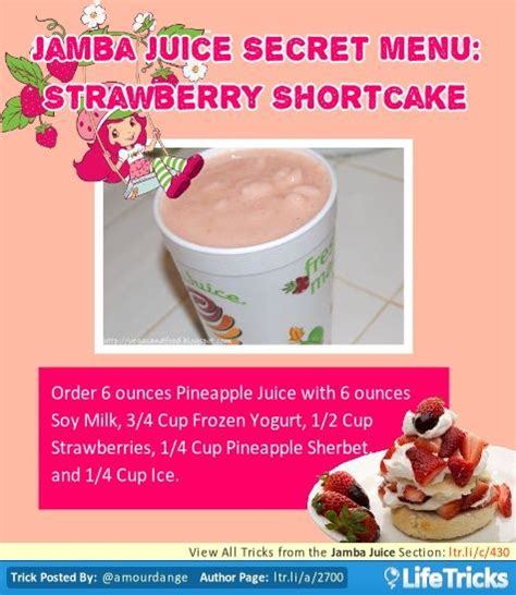 Jamba Juice Jamba Juice Secret Menu Strawberry Shortcake Jamba Juice
