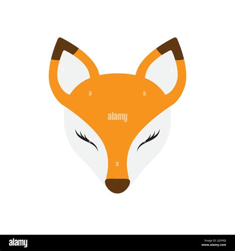 Vector Flat Cartoon Fox Face Isolated On White Background Stock Vector