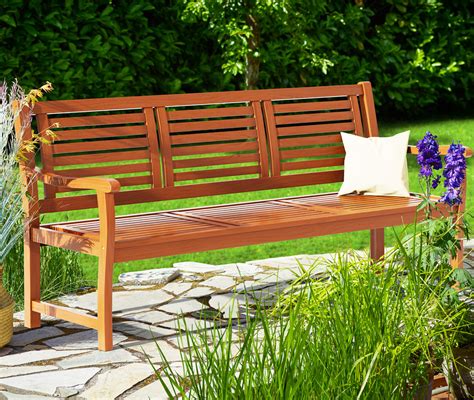 Garden Bench Wooden Eucalyptus Large 3 Seater Patio Terrace Seat Park Furniture | eBay