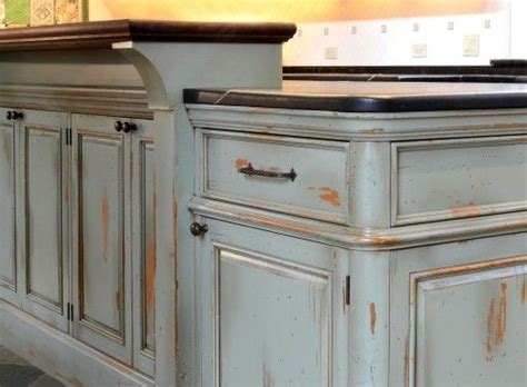Scroll on through for some major inspiration. Light blue distressed cabinets. That would be cool for an ...