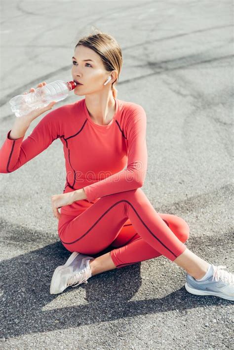Fitness Woman Drinking Water After Workout Stock Image Image Of