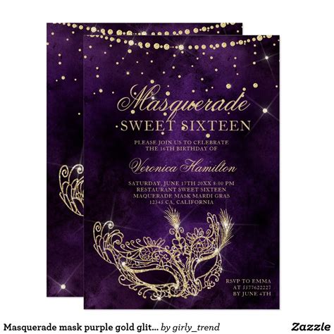 an elegant masquerade quinceauera party with gold glitters on it