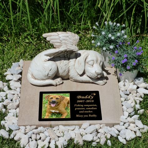 Angel Dog Figurine Statue With Personalised Memorial