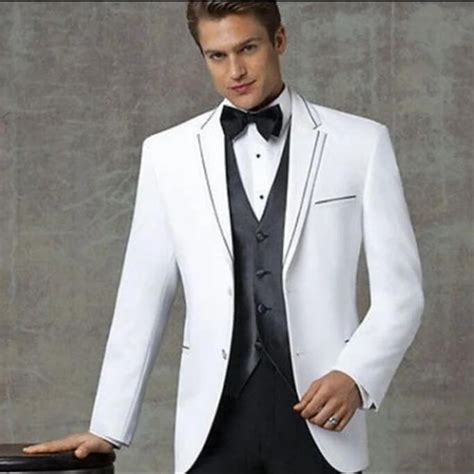 2019 two buttons black white groom tuxedos notch lapel best man groomsmen prom suits grey