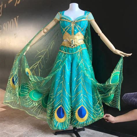 P076 Jasmine Costume Movie Cosplay Princess Party Long Sleeves Custom Made 2019