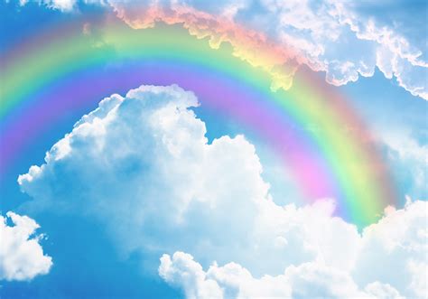 Rainbow On A Blue Sky With Night Sky Wall Mural Tenstickers