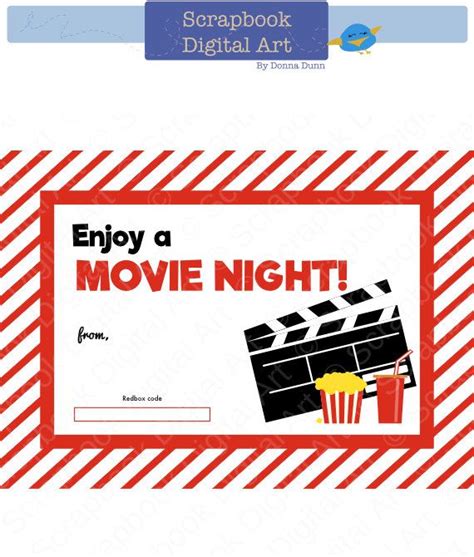 Diy dinner and a movie gift basket idea penny pincher jenny Printable Redbox Gift Card Tag, Printable Card, Movie ...