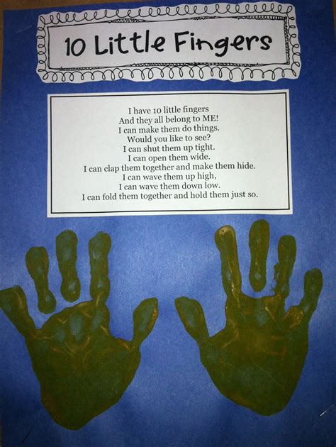 Ten Little Fingers K Crafts Kids Corner Preschool