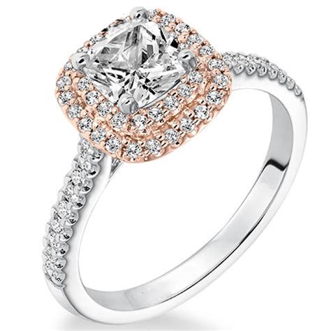 jeenmata 1 carat cushion cut real diamond double halo engagement ring in 10k white gold