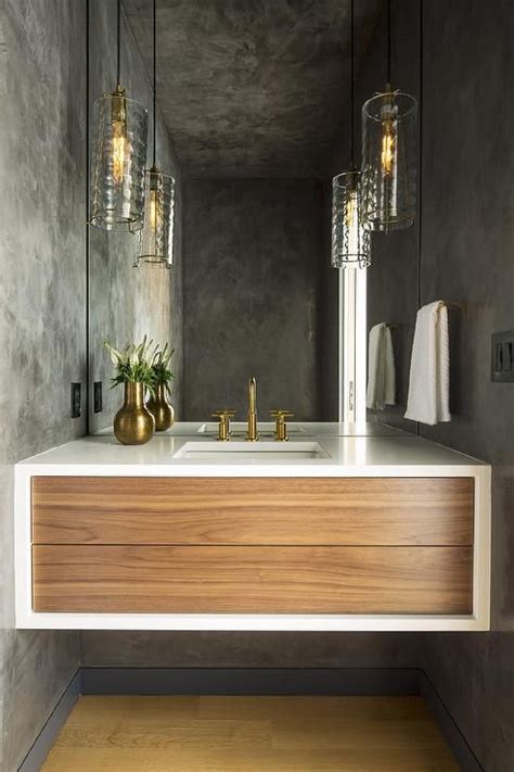 Free shipping on orders over $35. Chic modern powder room is lit by rippled glass light ...