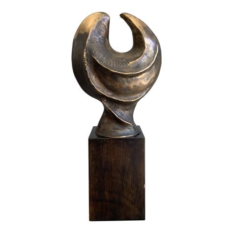 Wick Design Mid Century Modern Bronze Sculpture On Wood Pedestal Wick