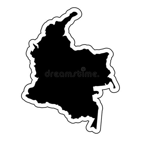 Black Silhouette Of The Country Colombia With The Contour Line O Stock