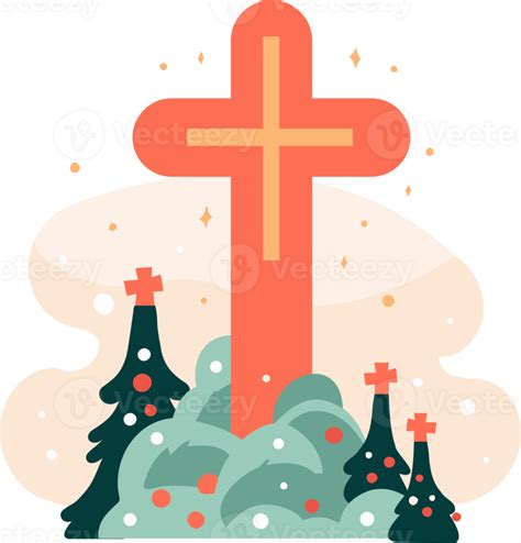Hand Drawn Christmas Cross In Flat Style 27119474 Png