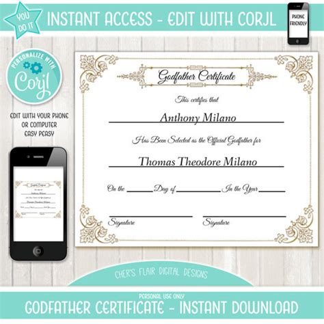 Godfather Certificate Official Godfather Certificate Etsy