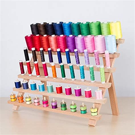 60 Spool Sewing Thread Rack Wooden Embroidery Organizer Spools Ebay