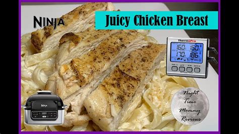 Boneless skinless chicken breast halves grilled indoors on a smokeless grill. CHICKEN BREAST | Ninja Foodi Grill Recipe | Thermometer ...