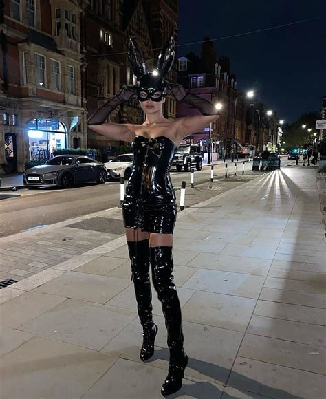 Shanina Shaik Black Leather Strapless Bodycon Dress Street Style London
