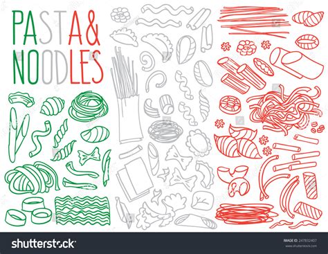set-of-doodles,-hand-drawn-rough-simple-sketches-various-kinds-of-pasta-and-noodles-vector
