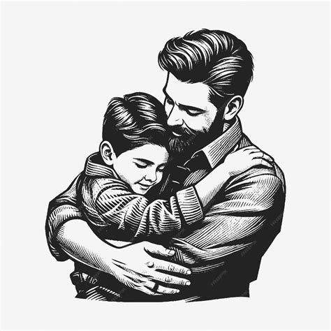 Premium Vector | Father and child love hugging hand drawn illustration