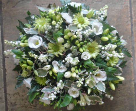 Green And White Loose Style Posy Pad Including Lily Of The Valley