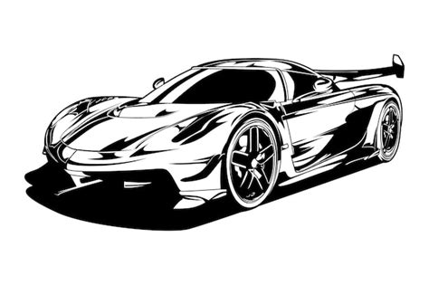 Premium Vector Black And White Sports Car Or Supercar Vector Illustration