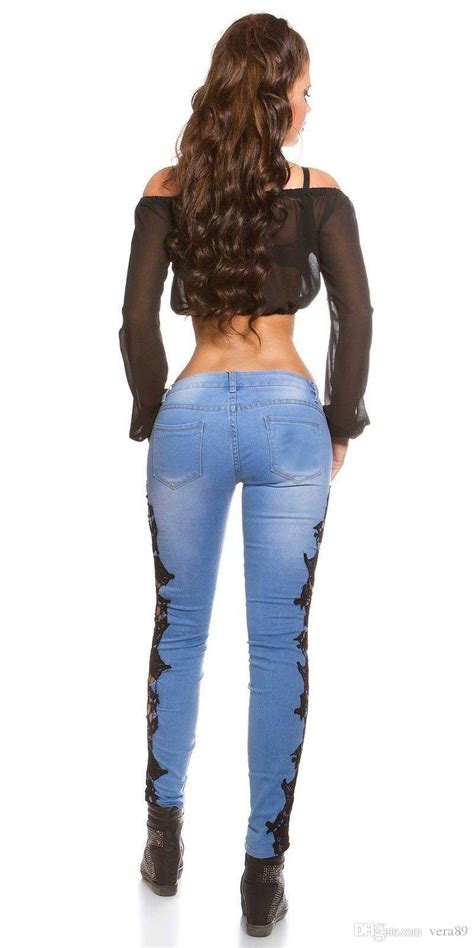 2019 S 3xl Plus Size Black Lace White Lace Jeans Sexy