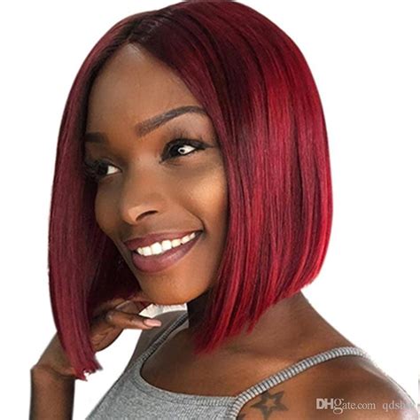 Burgundy Bob Wigs Virgin Peruvian Hair Glueless 99j Red Full Lace Human