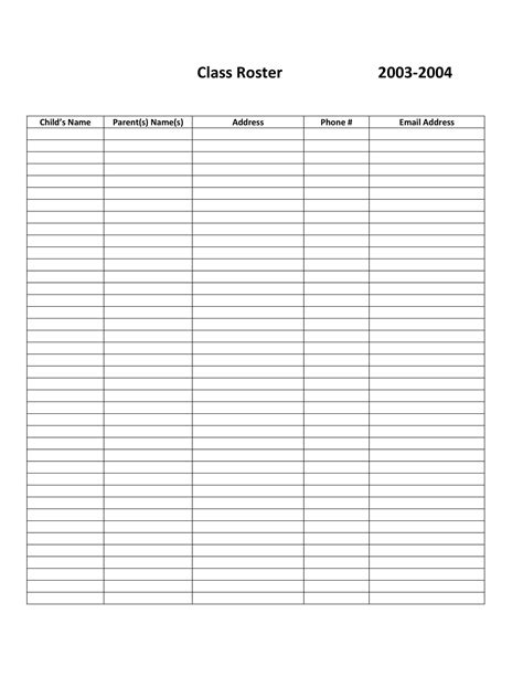 37 Class Roster Templates Student Roster Templates For Teachers