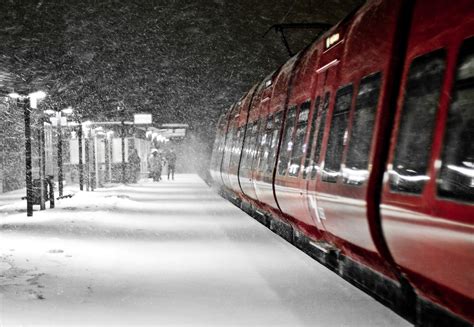 Wallpaper Night Snow Winter Vehicle Train Weather Public