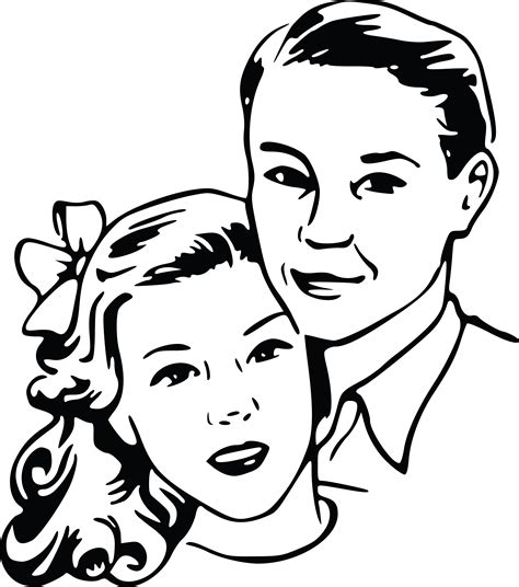 Free Clipart Of A Retro Couple Black And White