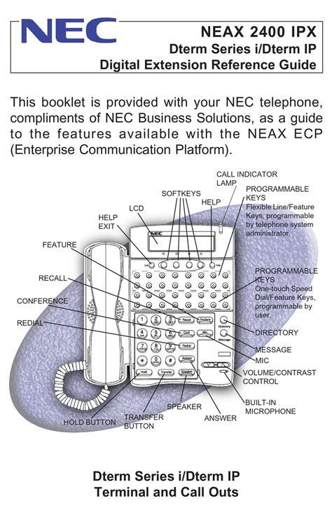 Nec Neax 2400 Ipx Reference Manual Pdf Download Manualslib