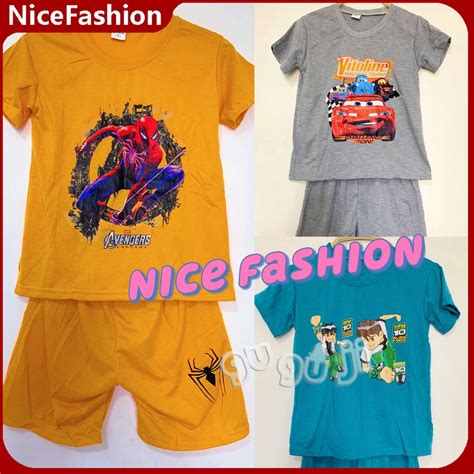 Nice Kids Terno T Shirt Terno Cartoon Patterns In Various Colorssando