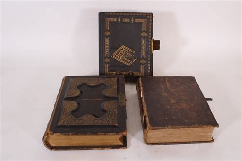 Lot 2 19th C Leather Bound Bibles And Victorian Photo