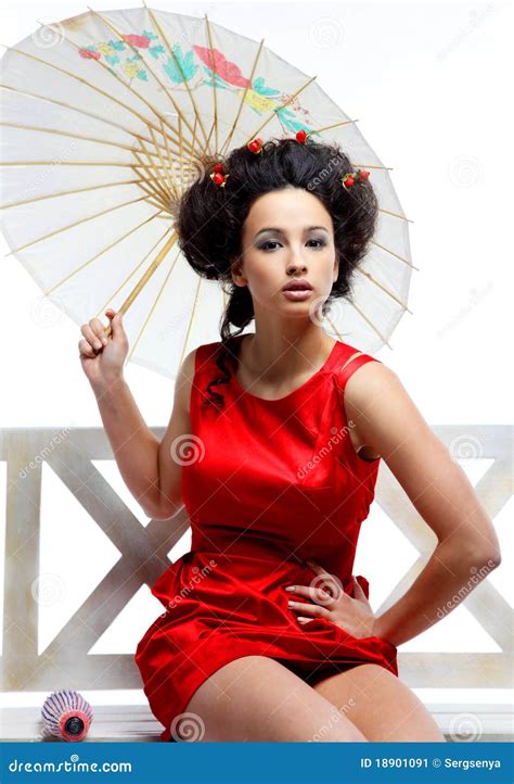 Japans Meisje Stock Afbeelding Image Of Paraplu Aziatisch
