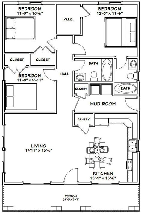 In 2016/17, the average size of a new house built in australia was 233.3 square metres. 30x40 House 3-Bedroom 2-Bath 1200 sq ft PDF Floor | Etsy ...