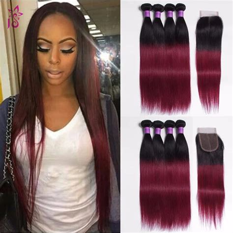 Ombre Peruvian Straight Virgin Hair With Closure J Straight Weave