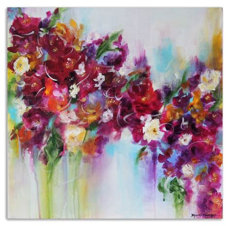 Colorful Flower Painting 20x20abstract Floral Acrylic Painting